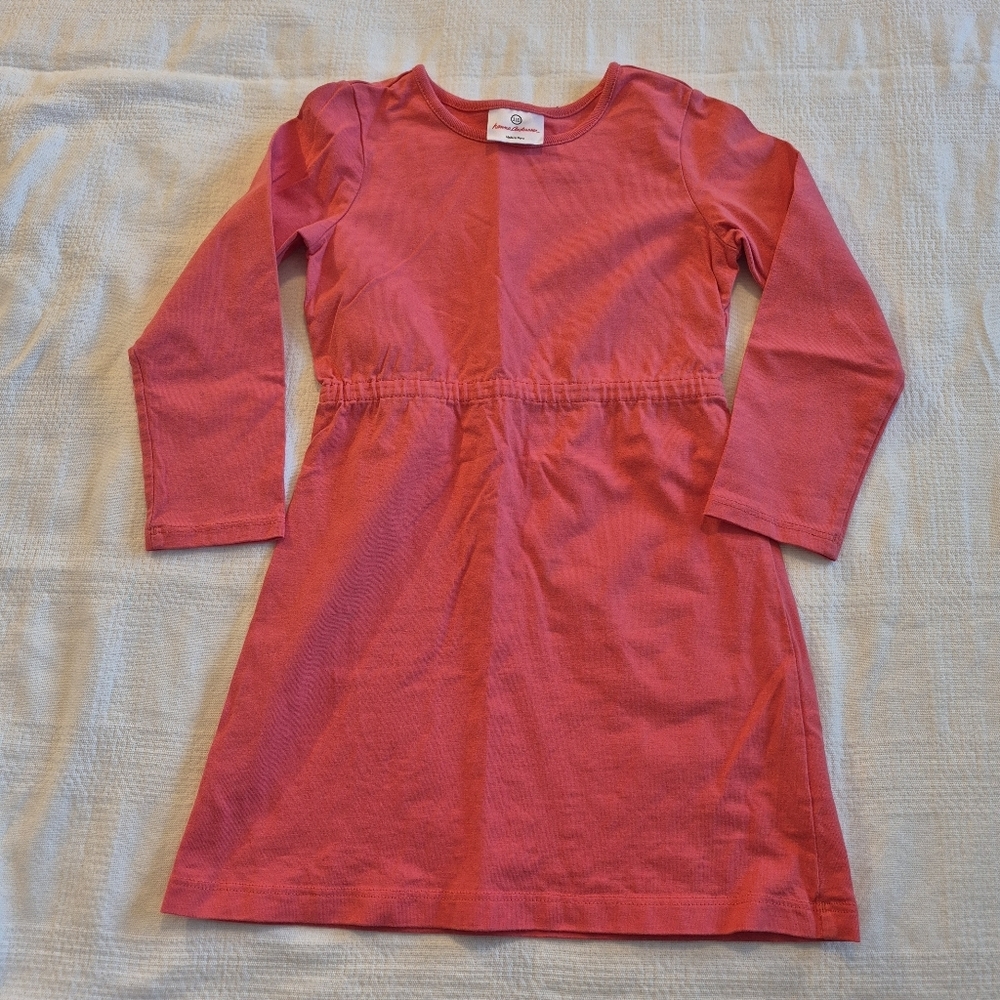 Hanna Andersson girls 110 or 5 long sleeve coral dress  VGUC